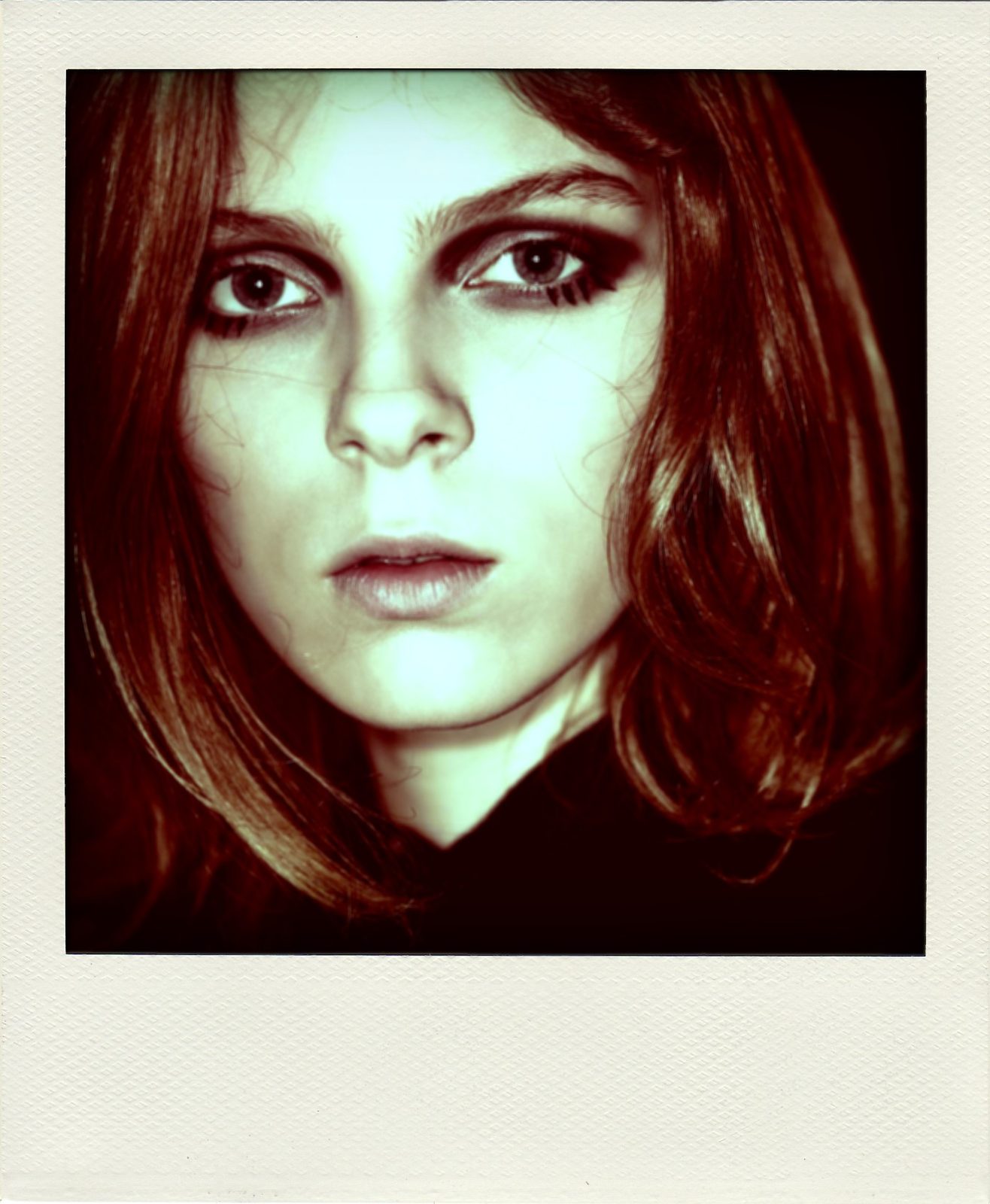 Polaroid backstage snapshot of a young model at a fashion show, candid and authentic. Mattina by Tony Federico, Woman Portrait Gallery.